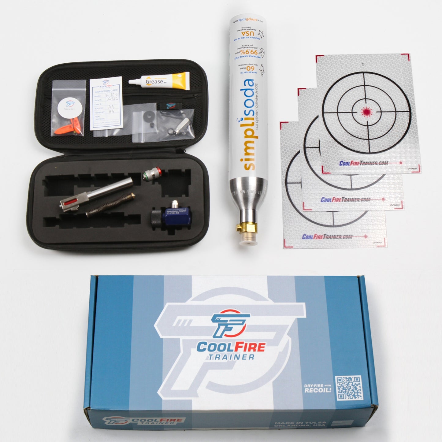 CoolFire Trainer brass package with training components and accessories